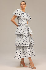 Load image into Gallery viewer, Nasim Puff Sleeves Dot Printed Top And Skirt Two-Piece Set