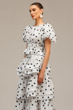 Load image into Gallery viewer, Nasim Puff Sleeves Dot Printed Top And Skirt Two-Piece Set