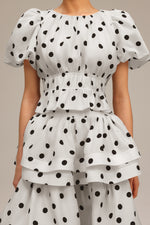 Load image into Gallery viewer, Nasim Puff Sleeves Dot Printed Top And Skirt Two-Piece Set