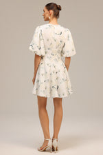 Load image into Gallery viewer, Jayne V-Neck Puff Sleeves Floral Printed Mini Dress