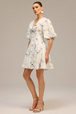 Load image into Gallery viewer, Jayne V-Neck Puff Sleeves Floral Printed Mini Dress