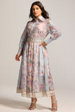 Lade Bild in die Galerieansicht, Ruby Long Sleeve Floral Printed Lace Top And Skirt Two-Piece Set
