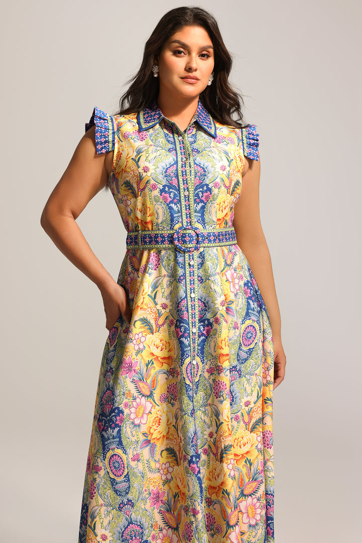 Naida Floral Printed Sleeveless Maxi Dress