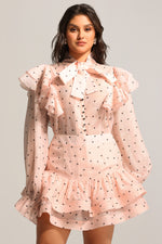 Load image into Gallery viewer, Sahara Rufflede Dot Printed Bowknot Top And Skirt Two-Piece Set