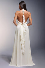 Load image into Gallery viewer, Ivy High Slit Deep-V Halter Flowers Maxi Dress
