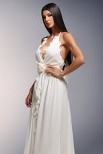 Load image into Gallery viewer, Ivy High Slit Deep-V Halter Flowers Maxi Dress