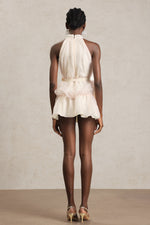 Load image into Gallery viewer, Erica Pearl Sleeveless Bowknot Puff Mini Dress