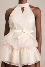 Load image into Gallery viewer, Erica Pearl Sleeveless Bowknot Puff Mini Dress