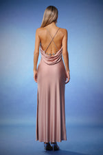 Load image into Gallery viewer, Hazada Backless Metal Diamond Maxi Dress