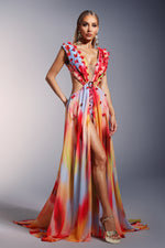 Load image into Gallery viewer, Dierea High Slit Sequins Deep-V Backless Maxi Dress