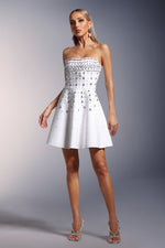 Load image into Gallery viewer, Kalic Strapless Diamond Bandage Mini Dress