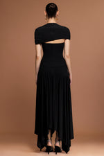 Load image into Gallery viewer, Gaki Short Sleeves Asymmetric Folds Top And Skirt Two-Piece Set