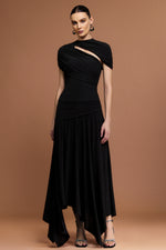 Load image into Gallery viewer, Gaki Short Sleeves Asymmetric Folds Top And Skirt Two-Piece Set