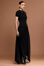 Load image into Gallery viewer, Gaki Short Sleeves Asymmetric Folds Top And Skirt Two-Piece Set
