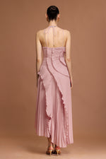 Load image into Gallery viewer, Ravaza Sleeveless Folds Slit Maxi Dress