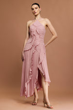 Load image into Gallery viewer, Ravaza Sleeveless Folds Slit Maxi Dress