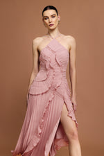 Load image into Gallery viewer, Ravaza Sleeveless Folds Slit Maxi Dress