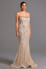 Load image into Gallery viewer, Kori Strapless Diamond Sequins Maxi Dress