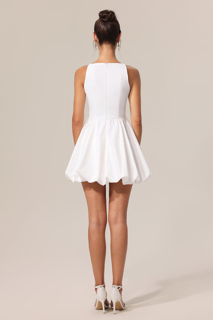 Ferean Round Neck Sleeveless Hollow Out Mini Dress
