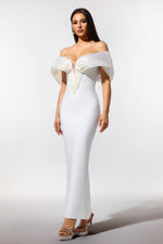 Load image into Gallery viewer, Sharina Off-The-Shoulder Pearl Bandage Maxi Dress