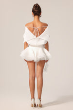 Load image into Gallery viewer, Kattin Off-The-Shoulder Flowers Mini Dress