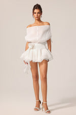 Load image into Gallery viewer, Kattin Off-The-Shoulder Flowers Mini Dress