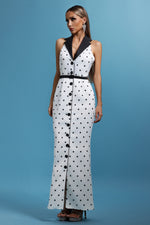 Load image into Gallery viewer, Daryl Sleevess Polka Dot V-Neck Maxi Dress