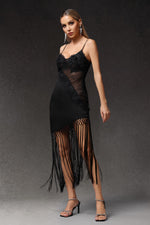 Load image into Gallery viewer, Gracie Sleevess Flowers Tassels Maxi Dress