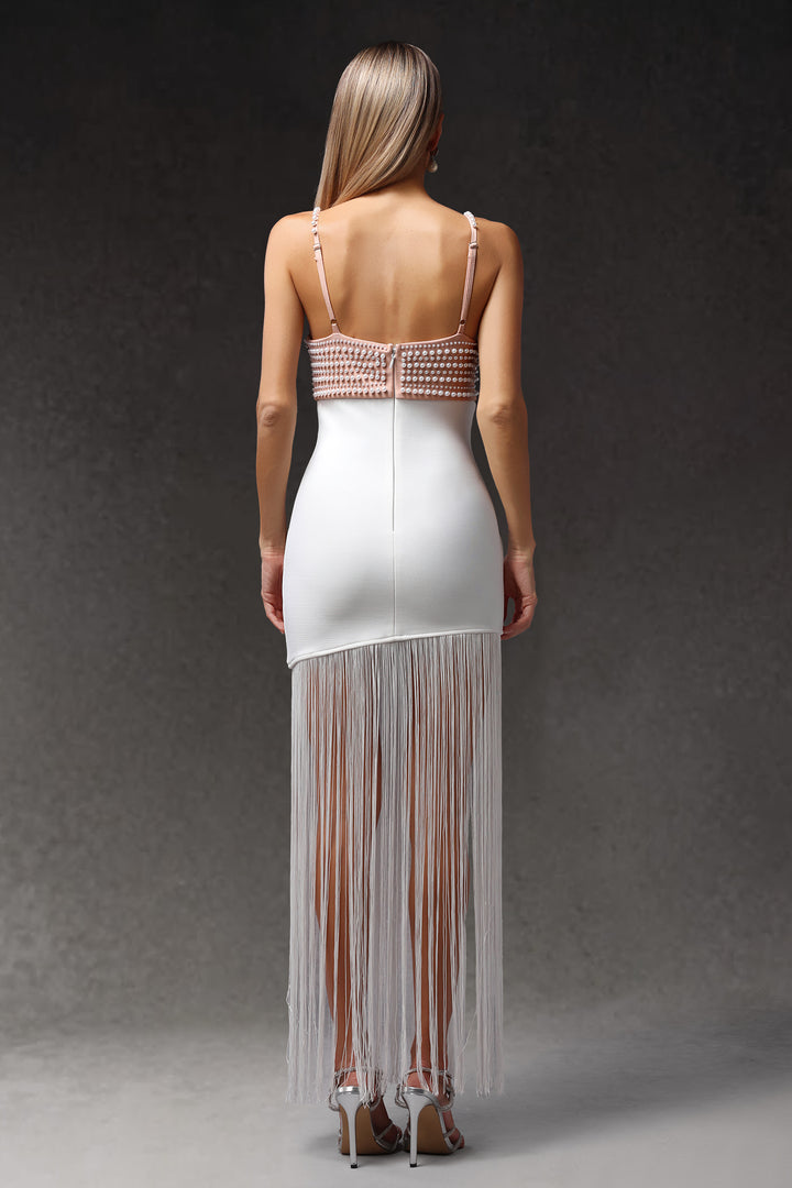 Zamiel Sleevess V-Neck Maxi Tassels Bandage Maxi Dress
