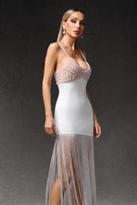 Load image into Gallery viewer, Zamiel Sleevess V-Neck Maxi Tassels Bandage Maxi Dress