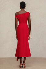Load image into Gallery viewer, Jillian Oblique Shoulder Sleeveless Folds Midi Dress