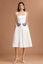 Load image into Gallery viewer, Tereza Square Collar Halter Butterfly Midi Dress
