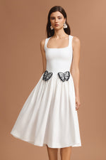Load image into Gallery viewer, Tereza Square Collar Halter Butterfly Midi Dress