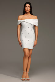 Verney Off The Shoulder Bow Diamond Bandage Mini Dress