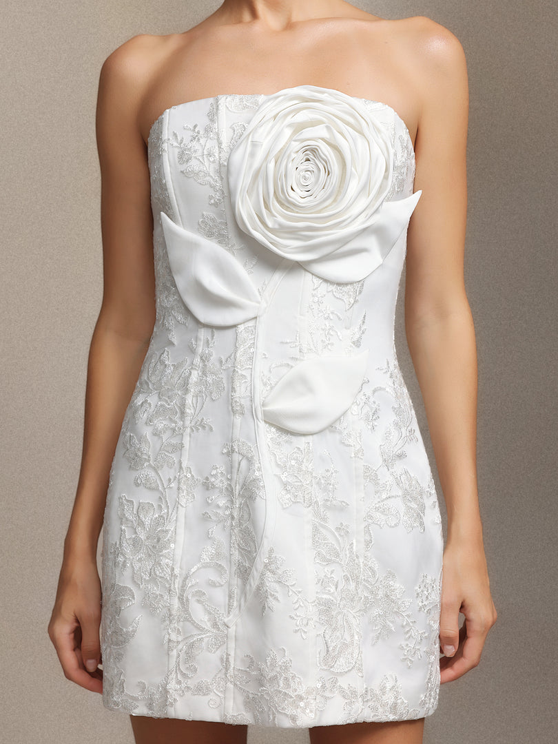 Renaa Kijin Handmade flowers Sequins mini dress
