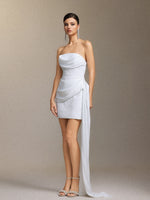Load image into Gallery viewer, Vali Strapless pleated ribbon mini skirt