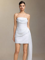 Load image into Gallery viewer, Vali Strapless pleated ribbon mini skirt