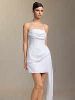 Load image into Gallery viewer, Vali Strapless pleated ribbon mini skirt
