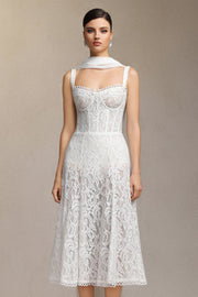 Junya Lace Corset Sleeveless Midi Dress