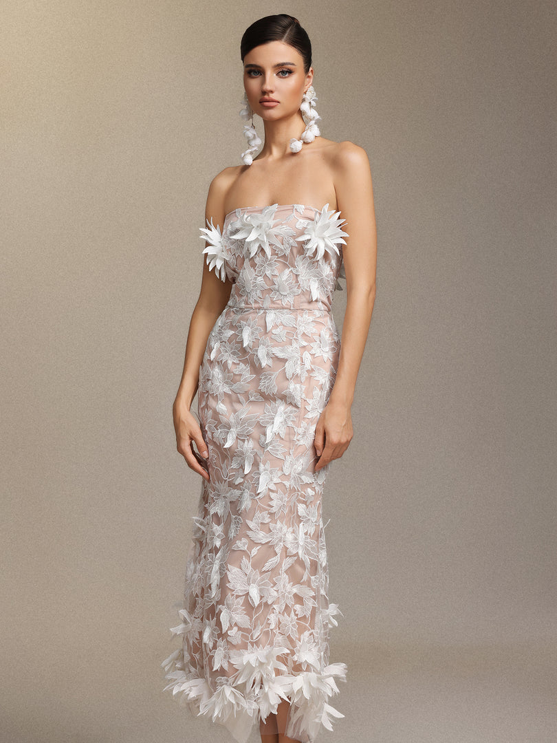 Kater Sleeveless Flowers Lace Maxi Dress