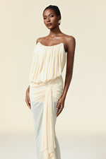 Load image into Gallery viewer, Tusare Sleeveless Folds Asymmetric Maxi Dress