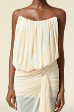 Load image into Gallery viewer, Tusare Sleeveless Folds Asymmetric Maxi Dress