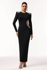 Load image into Gallery viewer, Oliay Long Sleeves Hollow Out Diamond Bandage Maxi Dress