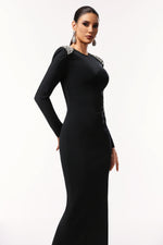 Load image into Gallery viewer, Oliay Long Sleeves Hollow Out Diamond Bandage Maxi Dress