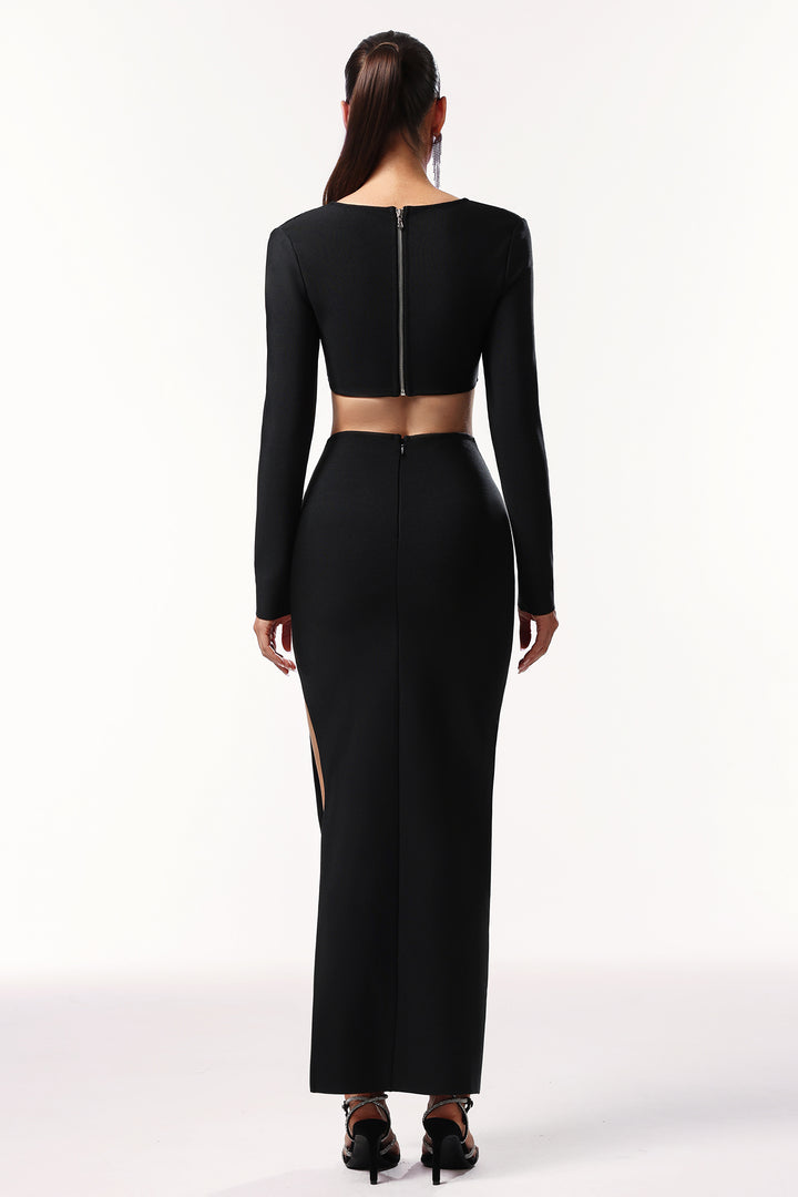Susan Long Sleeves Hollow Out Butterfly Bandage Maxi Two-Piece Set