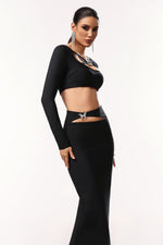 Load image into Gallery viewer, Susan Long Sleeves Hollow Out Butterfly Bandage Maxi Two-Piece Set