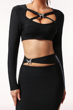Load image into Gallery viewer, Susan Long Sleeves Hollow Out Butterfly Bandage Maxi Two-Piece Set