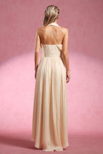 Load image into Gallery viewer, Davina Halter Sleeveless Flower Slit Maxi Dress