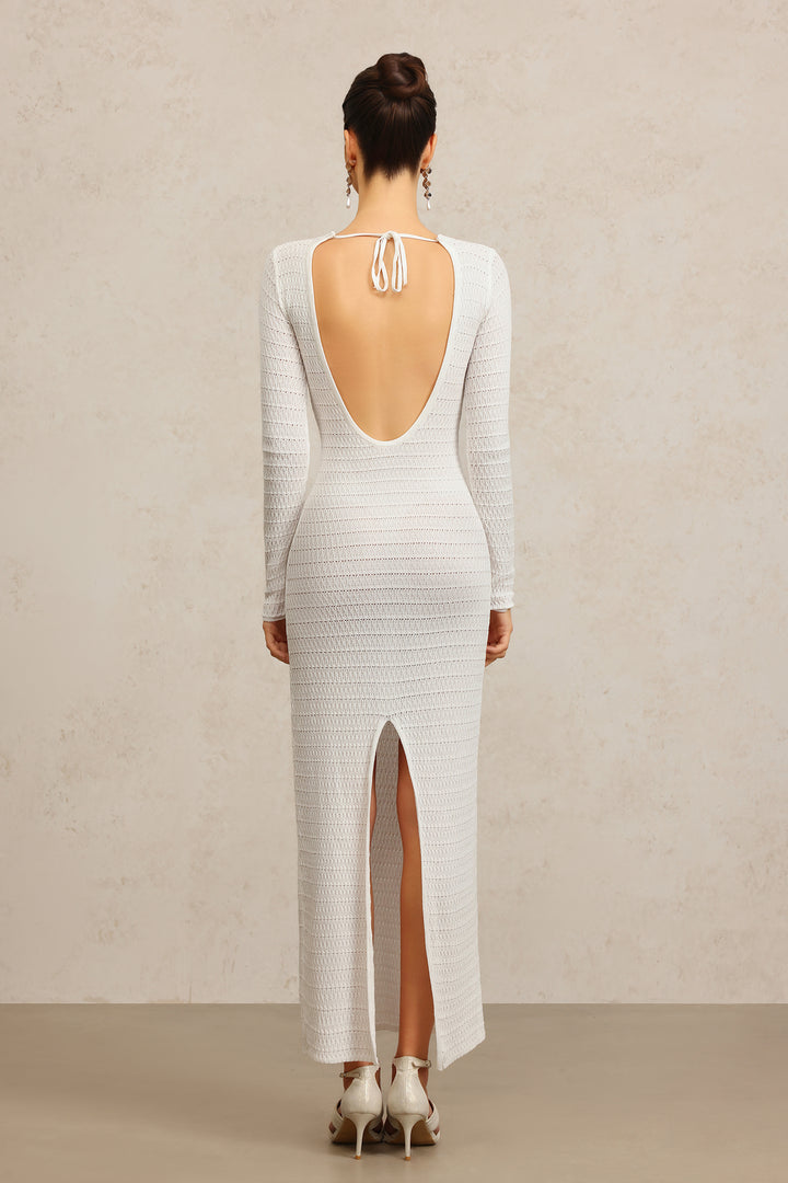 Kaiser Long Sleeves Bowknot Hollow Out Maxi Dress