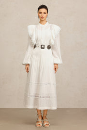 Ditala Long Sleeves Lace Folds Top And Skirt Two-Piece Set